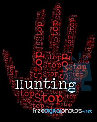 Stop Hunting Indicates Warning Sign And Danger Stock Image