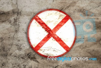 Stop Rusty Sign On Wall Stock Image