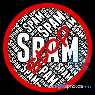 Stop Spam Means E Mail And Caution Stock Image