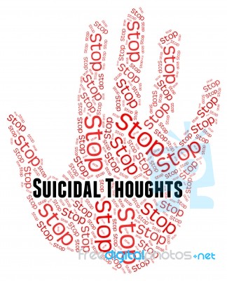 Stop Suicidal Thoughts Indicates Suicide Crisis And Beliefs Stock Image