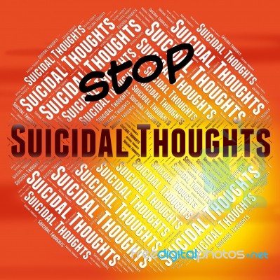 Stop Suicidal Thoughts Represents Potential Suicide And Beliefs Stock Image