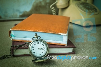 Stopwatch On Wooden Table Stock Photo