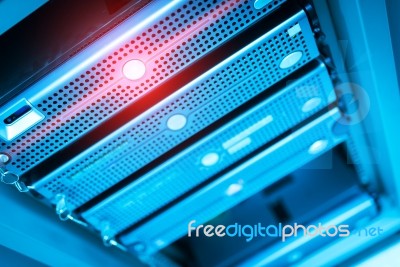 Storage Servers In Data Room Domestic Room Stock Photo