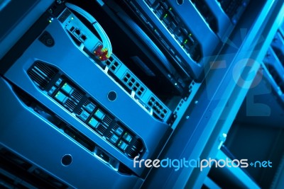 Storage Servers In Data Room Domestic Room Stock Photo