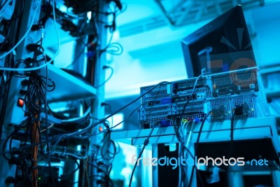 Storage Servers In Data Room Domestic Room Stock Photo