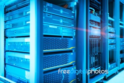 Storage Servers In Data Room Domestic Room Stock Photo