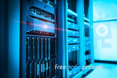 Storage Servers In Data Room Domestic Room Stock Photo