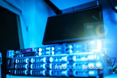 Storage Servers In Data Room Domestic Room Stock Photo