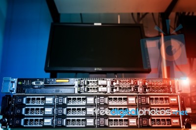 Storage Servers In Data Room Domestic Room Stock Photo