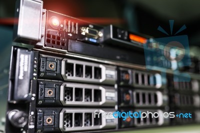 Storage Servers In Data Room Domestic Room Stock Photo