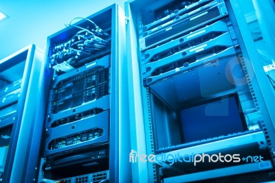 Storage Servers In Data Room Domestic Room Stock Photo