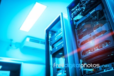 Storage Servers In Data Room Domestic Room Stock Photo