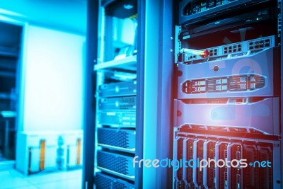 Storage Servers In Data Room Domestic Room Stock Photo