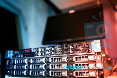 Storage Servers In Data Room Domestic Room Stock Photo