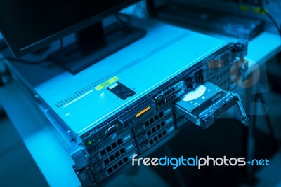 Storage Servers In Data Room Domestic Room Stock Photo