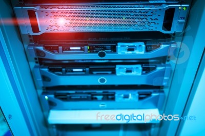 Storage Servers In Data Room Domestic Room Stock Photo