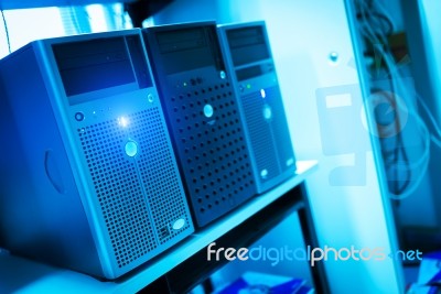 Storage Servers In Data Room Domestic Room Stock Photo