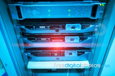 Storage Servers In Data Room Domestic Room Stock Photo