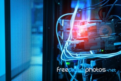 Storage Servers In Data Room Domestic Room Stock Photo