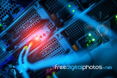 Storage Servers In Data Room Domestic Room Stock Photo