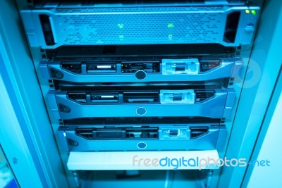 Storage Servers In Data Room Domestic Room Stock Photo