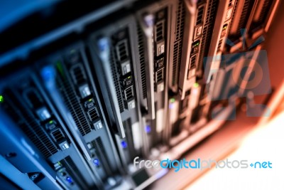 Storage Servers In Data Room Domestic Room Stock Photo