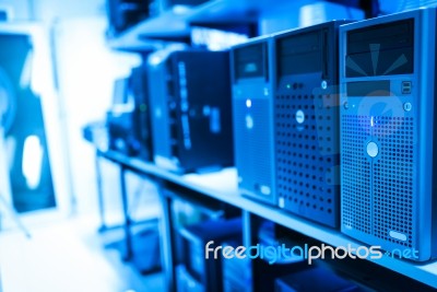 Storage Servers In Data Room Domestic Room Stock Photo