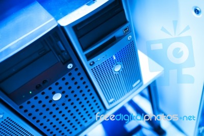 Storage Servers In Data Room Domestic Room Stock Photo