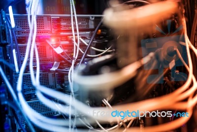 Storage Servers In Data Room Domestic Room Stock Photo