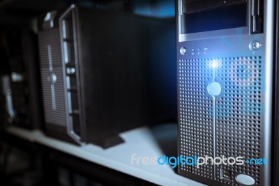 Storage Servers In Data Room Domestic Room Stock Photo