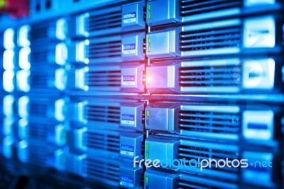 Storage Servers In Data Room Domestic Room Stock Photo