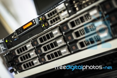 Storage Servers In Data Room Domestic Room Stock Photo