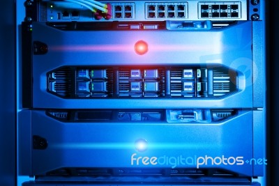 Storage Servers In Data Room Domestic Room Stock Photo