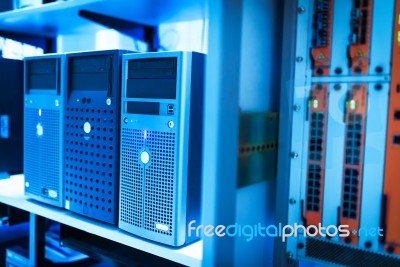 Storage Servers In Data Room Domestic Room Stock Photo