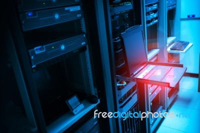 Storage Servers In Data Room Domestic Room Stock Photo