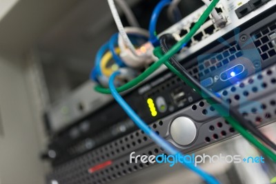 Storage Servers In Data Room Domestic Room Stock Photo