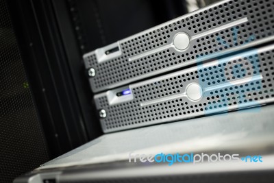 Storage Servers In Data Room Domestic Room Stock Photo