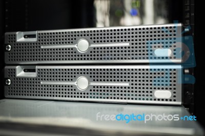 Storage Servers In Data Room Domestic Room Stock Photo