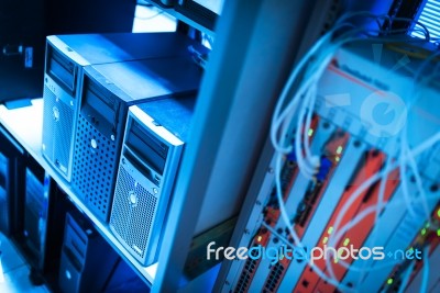 Storage Servers In Data Room Domestic Room Stock Photo