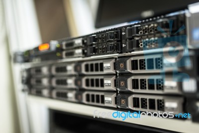 Storage Servers In Data Room Domestic Room Stock Photo