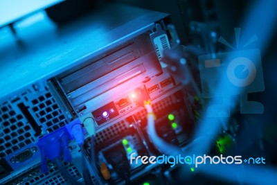 Storage Servers In Data Room Domestic Room Stock Photo