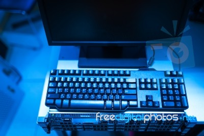 Storage Servers In Data Room Domestic Room Stock Photo