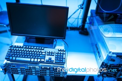 Storage Servers In Data Room Domestic Room Stock Photo