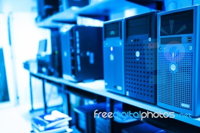 Storage Servers In Data Room Domestic Room Stock Photo