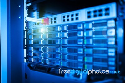 Storage Servers In Data Room Domestic Room Stock Photo