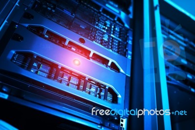 Storage Servers In Data Room Domestic Room Stock Photo