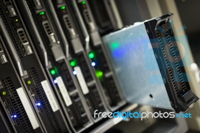 Storage Servers In Data Room Domestic Room Stock Photo