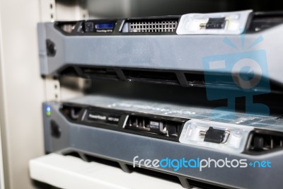 Storage Servers In Data Room Domestic Room Stock Photo