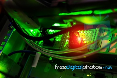 Storage Servers In Data Room Domestic Room Long Exposure Technique Stock Photo