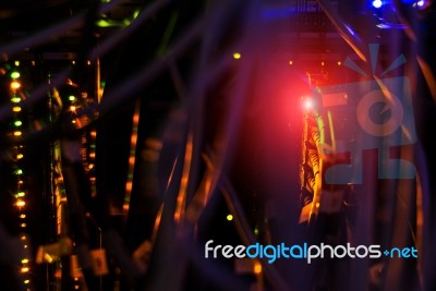 Storage Servers In Data Room Domestic Room Long Exposure Technique Stock Photo